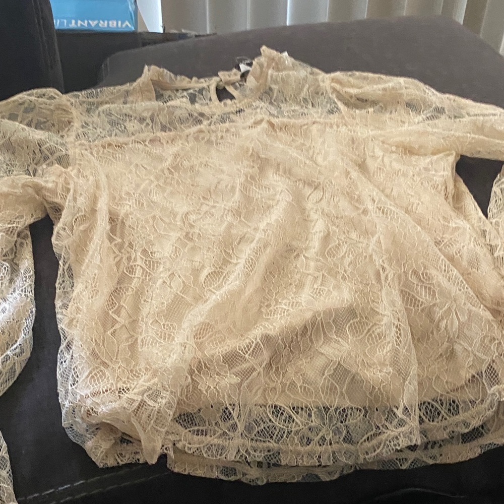 Adrianna Papell Lace Blouse in Cream